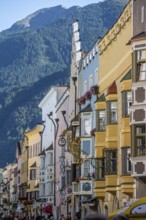 Old town, colourful houses in the main street, old town, Sterzing, South Tyrol, Italy