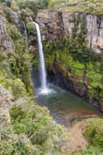 High waterfall in a canyon, Mac-Mac Falls, long exposure, near Graskop, Mpumalanga, South Africa