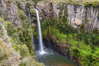 High waterfall in a canyon, Mac-Mac Falls, long exposure, near Graskop, Mpumalanga, South Africa