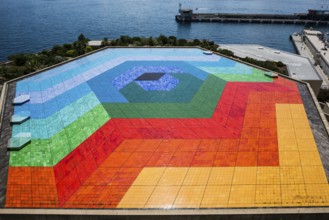Roof of the auditorium, mosaic, artist Victor VASARELY, Monte Carlo, Cote d'Azur, Monaco
