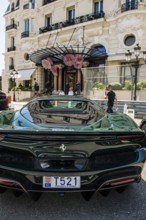 Luxury car and luxury hotel, Monte Carlo, Cote d'Azur, Monaco