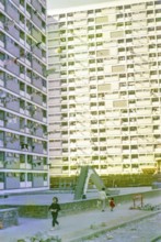 Low cost housing high rise blocks of flats, New Kowloon, Hong Kong, Asia 1965