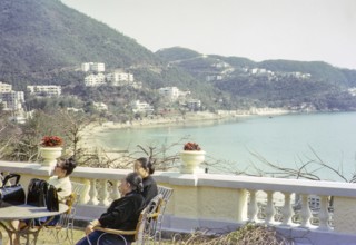 View of bay from Repulse Bay Hotel garden terrace, Repulse Bay, Hong Kong, Asia 1964