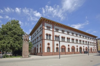 Fruchthalle built in 1846 with war memorial, building, Neo-Renaissance, Kaiserslautern,