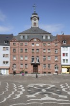 Old town hall built in 1771, floor mosaic, Schlossplatz, Pirmasens, Rhineland-Palatinate, Germany