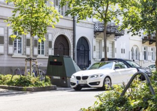 Partially stationary speed camera in the city centre of Karlsruhe, speed monitoring. Karlsruhe,