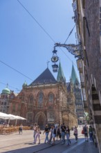 View of the old town hall, UNESCO World Heritage Site, and St Peter's Cathedral with double tower,
