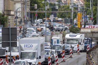 Roadworks traffic obstruction and congestion around the city centre Willy-Brandt-Straße in
