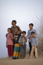 Indian desert dwellers in the Thar Desert or Great Indian Desert, near Jaisalmer, Rajasthan, India