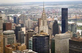 Crysler Buiding with view from the Empire State Building in the rain, New York City, USA