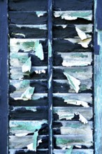 Peeling paint on a window shutter, Marksboro, New Jersey, USA