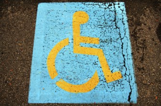 Sign for disabled parking space, Marksboro, New Jersey, USA
