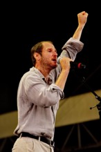 Marco Michael Wanda, singer, from WANDA live on SCHÖN BEI DIR LIVE 2025-Tour in the Berlin Citadel