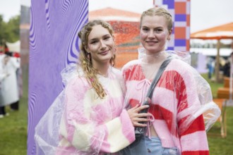 Festival visitors Emily and Celine from Halle at Fashionpalooza at the Lollapalooza Festival in the