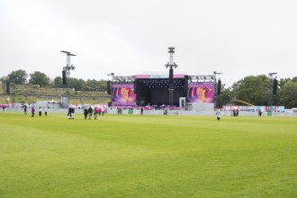 Green lawn in front of the Telekom Main Stage at the Lollapalooza Festival in the Olympiastadion