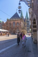 Historic town hall on the market square, UNESCO World Heritage Site, and cathedral with twin