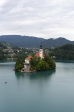 Lake Bled in north-west Slovenia with the famous island church of the Assumption of the Virgin
