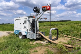 Mobile pump for artificial irrigation with a sprinkler system in a field where sugar beet is grown,