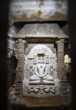 White marble statue of Mahavira in the Jain temple Chandraprabhu in the fortress in Jaisalmer,