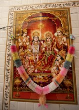 Colourful royal painting on a house wall in the fortress of Jaisalmer, Rajasthan, India