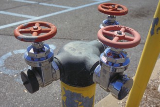Hydrants for the fire brigade, at a supermarket, New Jersey, USA
