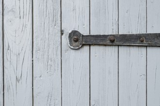 Old wooden door with iron fittings, North Rhine-Westphalia, Germany