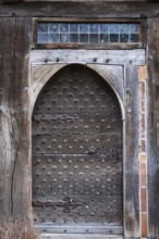 Entrance door to an old half-timbered house, Ammerland farmhouse, Lower Saxony, Germany