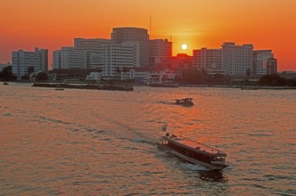Sunset over the Chao Phraya River, Bangkok, Thailand, December 2002, vintage, retro, old, historic
