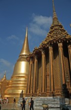 Golden chedi at Wat Phra Kaeo, Bangkok, Thailand, December 2002, vintage, retro, old, historic