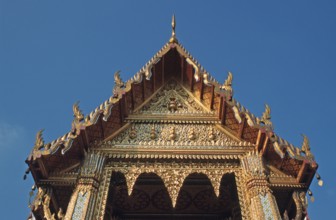 Magnificent building in Wat Phra Kaeo, Bangkok, Thailand, December 2002, vintage, retro, old,