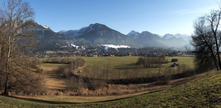 View of Oberstdorf, Rubihorn and Schattenberg and mountains of the Allgäu Alps, panorama,