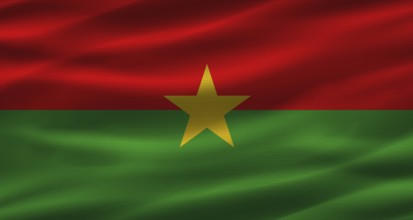 Burkinabé flag with fabric texture. Realistic flag of Burkina Faso waving