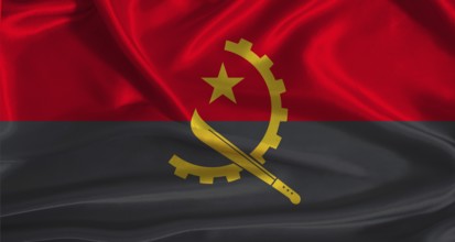 Angola flag with cloth textured background. National flag of Angola with realistic texture