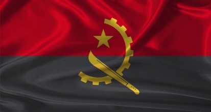 National flag of Angola with cloth texture. Angola flag with realistic texture background