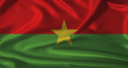 National flag of Burkina Faso with cloth texture. Burkina Faso flag with realistic texture