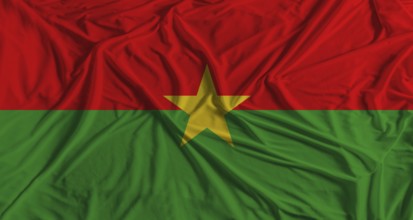 Burkina Faso flag with fabric texture background. National flag of Burkina Faso with cloth texture