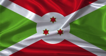 National flag of Burundi with cloth texture. Burundi flag with realistic texture background
