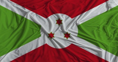 Burundi flag with fabric texture background. National flag of Burundi with cloth texture