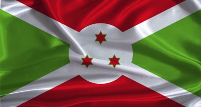 Burundi flag with cloth textured background. National flag of Burundi with realistic texture