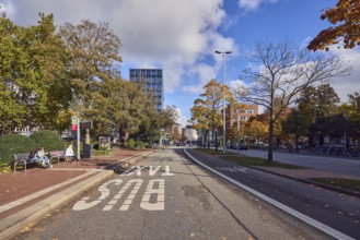 Andreas-Gayk-Straße bus stop, Hotel Astor Kiel by Campanile, bus lane, taxi lane, lantern, modern