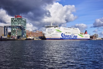 Kiel Fjord, Stena Germanica ferry, Stena Line GmbH, ferry, port house, high-rise building, modern