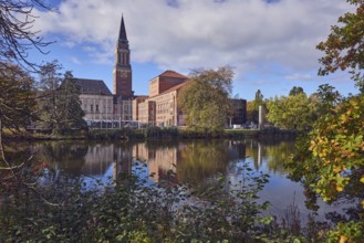 Kleiner Kiel, water area, lake, opera house, town hall tower, brick building, brick architecture,
