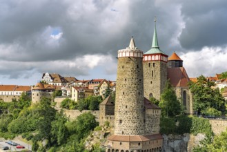 Ortenburg, Alte Wasserkunst, St. Michael's Church and Water Tower in Bautzen, Upper Lusatia,