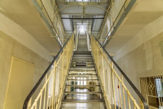 Central staircase in the interior of the former Stasi prison Bautzen II, today a memorial in