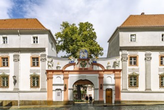 Portal of the Catholic Cathedral Parish Office of St. Peter with the Cathedral Treasury in Bautzen,