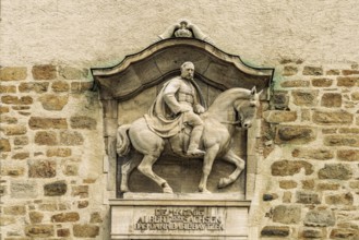 Equestrian statue of King Albert of Saxony at the Lauenturm in Bautzen, Upper Lusatia, Saxony,