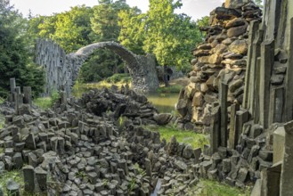 The Rakotz Bridge or Devil's Bridge on Lake Rakotz in the Kromlau Azalea and Rhododendron Park,