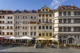 Restaurants on the Untermarkt and the scale in Görlitz, Upper Lusatia, Saxony, Germany