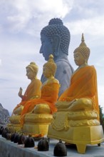 Buddha statues in the Wat Tam Sua monastery, which is partly on the top of a mountain, Krabi,