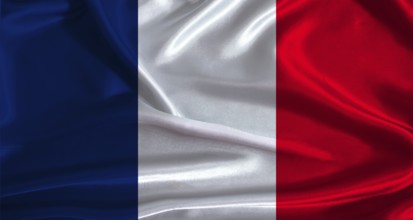 France flag with cloth textured background. National flag of France with realistic texture